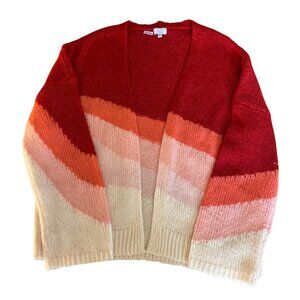 Q+A COLOURBLOCK CARDIGAN  SWEATER, SOFT FUZZY CARDIGAN, MEDIUM, BOHO